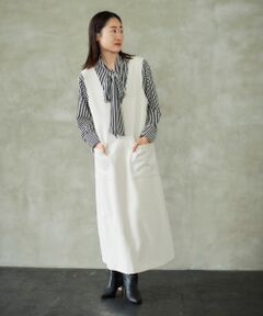 le.coeur blanc / ルクールブラン ロング・マキシ丈ワンピース | ダブルクロスVネックジャンパースカート