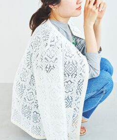 le.coeur blanc / ルクールブラン ノーカラージャケット | クロシェニット風レースジャケット