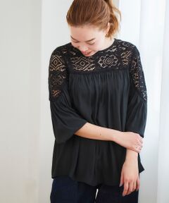 le.coeur blanc / ルクールブラン シャツ・ブラウス | レースキリカエギャザーブラウス