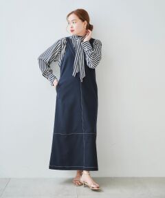 le.coeur blanc / ルクールブラン ロング・マキシ丈ワンピース | バイカラーステッチジャンパースカート