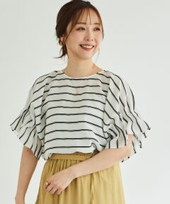 le.coeur blanc / ルクールブラン シャツ・ブラウス | ドビーボーダーギャザースリーブブラウス