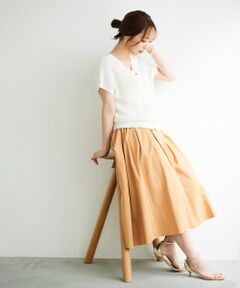 le.coeur blanc / ルクールブラン ロング・マキシ丈スカート | リバーシブルタフタギャザースカート