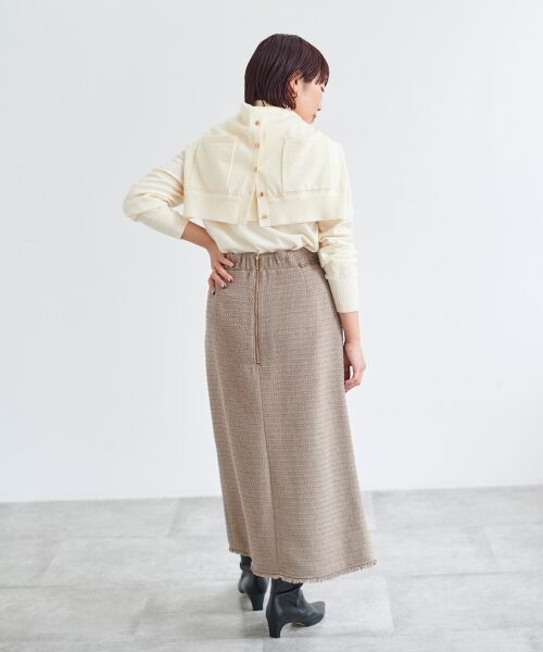 le.coeur blanc / ルクールブラン ロング・マキシ丈スカート | ツイードフリンジストレートスカート | 詳細13