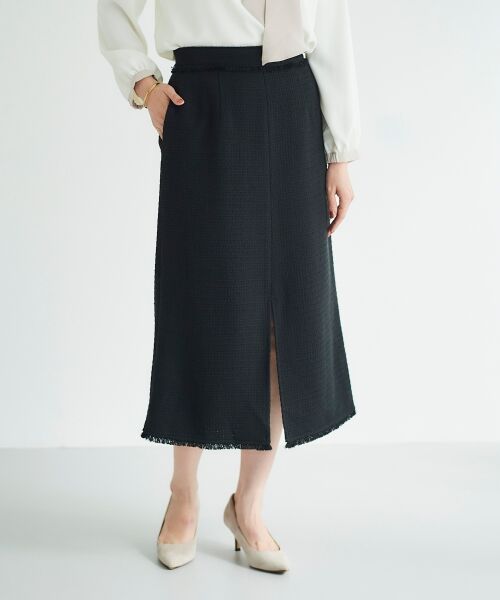 le.coeur blanc / ルクールブラン ロング・マキシ丈スカート | ツイードフリンジストレートスカート | 詳細15