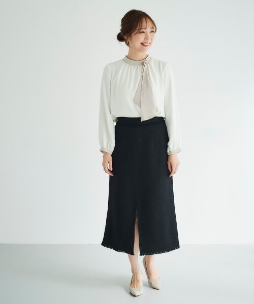 le.coeur blanc / ルクールブラン ロング・マキシ丈スカート | ツイードフリンジストレートスカート | 詳細16