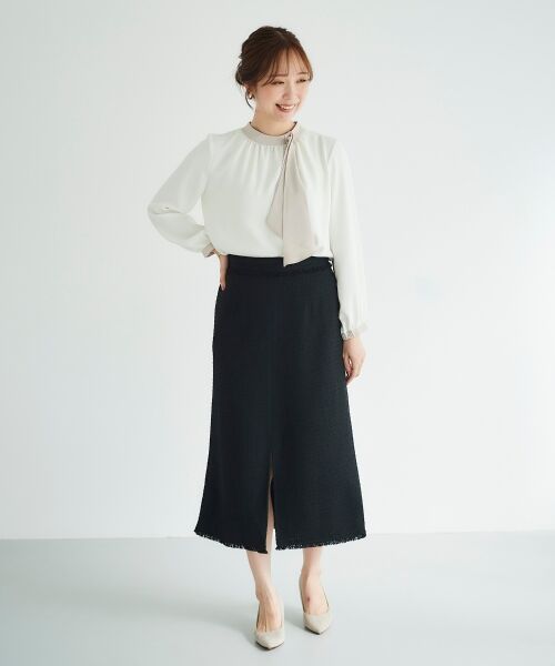 le.coeur blanc / ルクールブラン ロング・マキシ丈スカート | ツイードフリンジストレートスカート | 詳細17