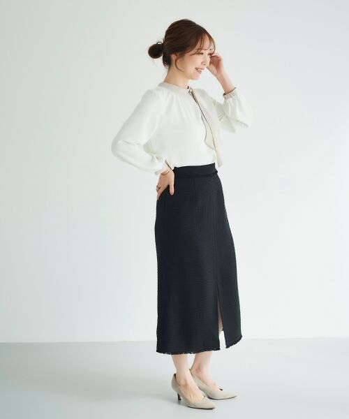 le.coeur blanc / ルクールブラン ロング・マキシ丈スカート | ツイードフリンジストレートスカート | 詳細18