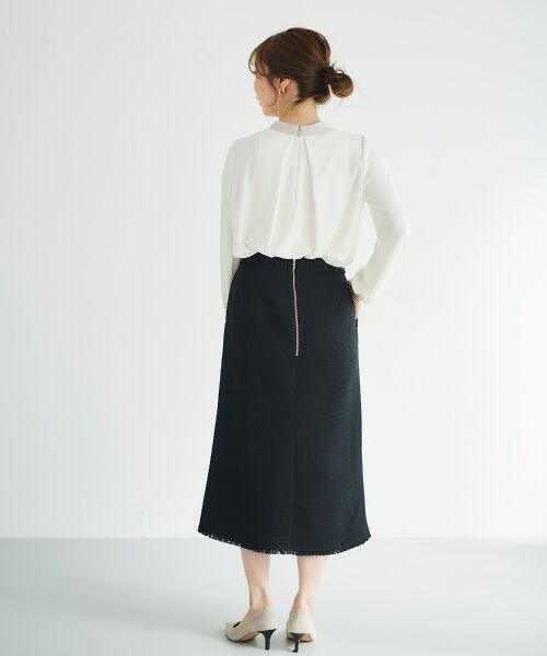 le.coeur blanc / ルクールブラン ロング・マキシ丈スカート | ツイードフリンジストレートスカート | 詳細19