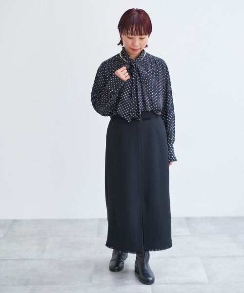 le.coeur blanc / ルクールブラン ロング・マキシ丈スカート | ツイードフリンジストレートスカート | 詳細22