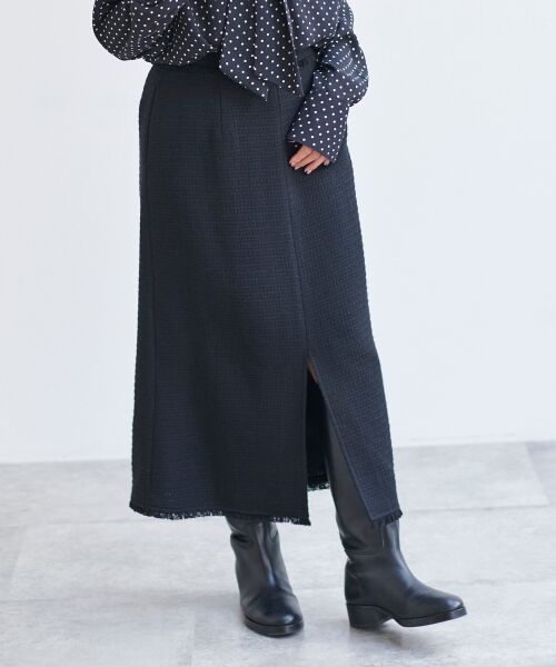 le.coeur blanc / ルクールブラン ロング・マキシ丈スカート | ツイードフリンジストレートスカート | 詳細25