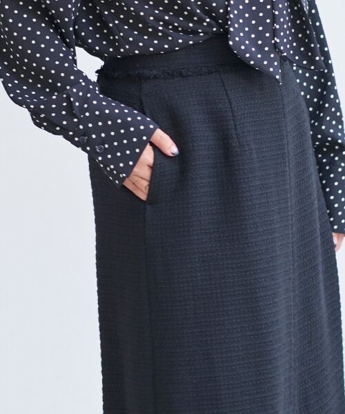 le.coeur blanc / ルクールブラン ロング・マキシ丈スカート | ツイードフリンジストレートスカート | 詳細26