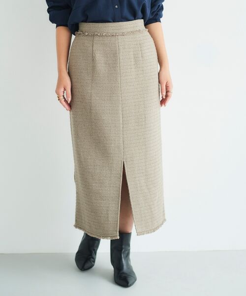 le.coeur blanc / ルクールブラン ロング・マキシ丈スカート | ツイードフリンジストレートスカート | 詳細6