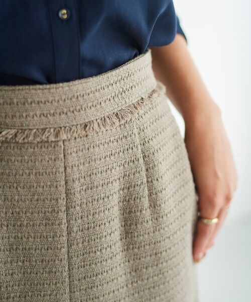 le.coeur blanc / ルクールブラン ロング・マキシ丈スカート | ツイードフリンジストレートスカート | 詳細7