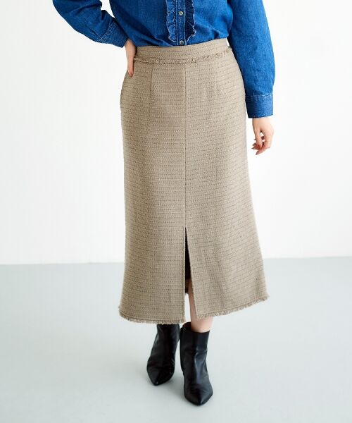 le.coeur blanc / ルクールブラン ロング・マキシ丈スカート | ツイードフリンジストレートスカート | 詳細8