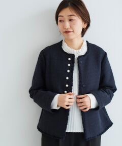 le.coeur blanc / ルクールブラン ノーカラージャケット | コットンスラブツイードジャケット