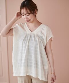 le.coeur blanc / ルクールブラン シャツ・ブラウス | 《手洗い可能》シャーリングボーダーリボンブラウス