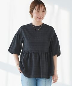 《WEB限定アイテム》シャーリングボーダー前後2WAYブラウス