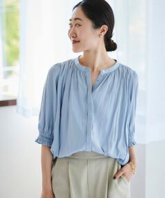 le.coeur blanc / ルクールブラン シャツ・ブラウス | パウダーサテン袖シャーリングブラウス