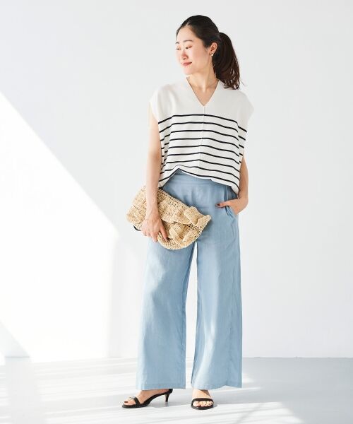 le.coeur blanc / ルクールブラン その他パンツ | 《手洗い可能》麻ワイドクロップドパンツ | 詳細15