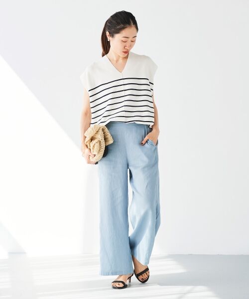 le.coeur blanc / ルクールブラン その他パンツ | 《手洗い可能》麻ワイドクロップドパンツ | 詳細16