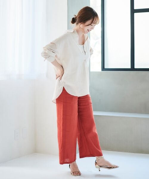 le.coeur blanc / ルクールブラン その他パンツ | 《手洗い可能》麻ワイドクロップドパンツ | 詳細3