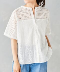 le.coeur blanc / ルクールブラン シャツ・ブラウス | 《手洗い可能》カットワークレースドルマンブラウス