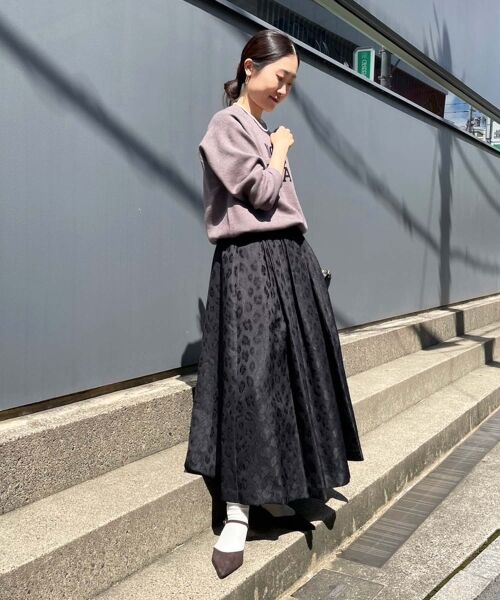 le.coeur blanc / ルクールブラン ロング・マキシ丈スカート | 《手洗い可能》Perle Pecheレオパードジャガードロングスカート | 詳細10