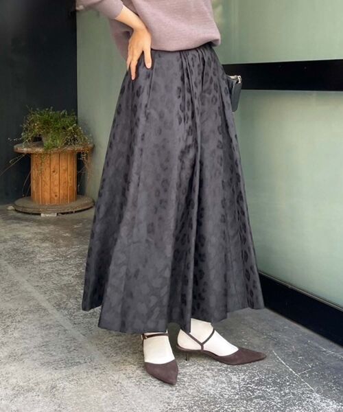 le.coeur blanc / ルクールブラン ロング・マキシ丈スカート | 《手洗い可能》Perle Pecheレオパードジャガードロングスカート | 詳細12