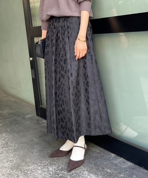 le.coeur blanc / ルクールブラン ロング・マキシ丈スカート | 《手洗い可能》Perle Pecheレオパードジャガードロングスカート | 詳細13