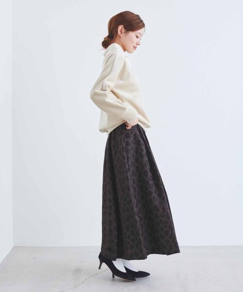le.coeur blanc / ルクールブラン ロング・マキシ丈スカート | 《手洗い可能》Perle Pecheレオパードジャガードロングスカート | 詳細18