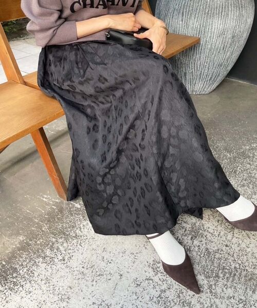 le.coeur blanc / ルクールブラン ロング・マキシ丈スカート | 《手洗い可能》Perle Pecheレオパードジャガードロングスカート | 詳細2