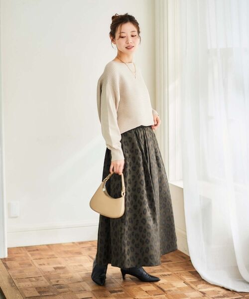 le.coeur blanc / ルクールブラン ロング・マキシ丈スカート | 《手洗い可能》Perle Pecheレオパードジャガードロングスカート | 詳細22