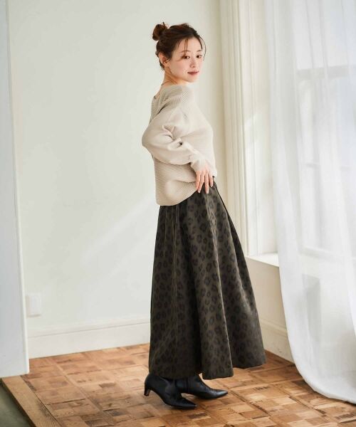 le.coeur blanc / ルクールブラン ロング・マキシ丈スカート | 《手洗い可能》Perle Pecheレオパードジャガードロングスカート | 詳細23