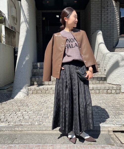 le.coeur blanc / ルクールブラン ロング・マキシ丈スカート | 《手洗い可能》Perle Pecheレオパードジャガードロングスカート | 詳細4