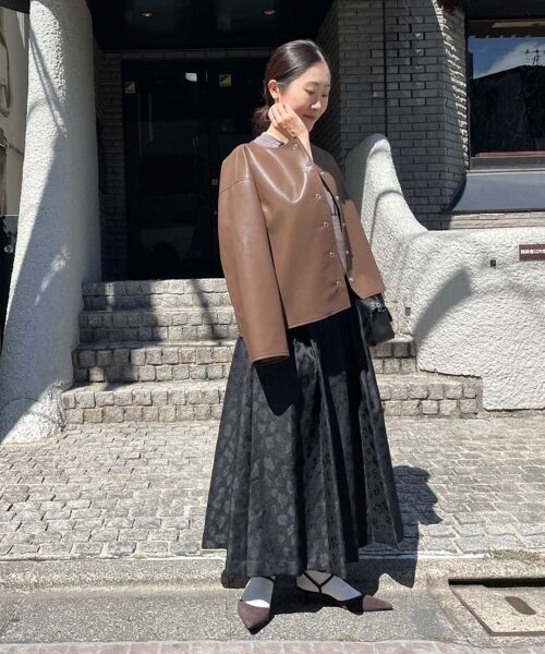 le.coeur blanc / ルクールブラン ロング・マキシ丈スカート | 《手洗い可能》Perle Pecheレオパードジャガードロングスカート | 詳細5