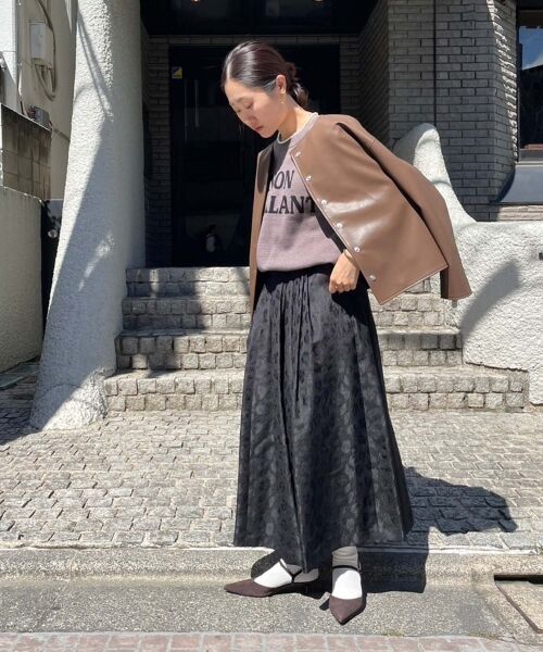 le.coeur blanc / ルクールブラン ロング・マキシ丈スカート | 《手洗い可能》Perle Pecheレオパードジャガードロングスカート | 詳細6