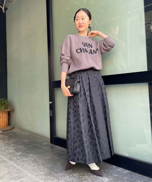 le.coeur blanc / ルクールブラン ロング・マキシ丈スカート | 《手洗い可能》Perle Pecheレオパードジャガードロングスカート | 詳細8