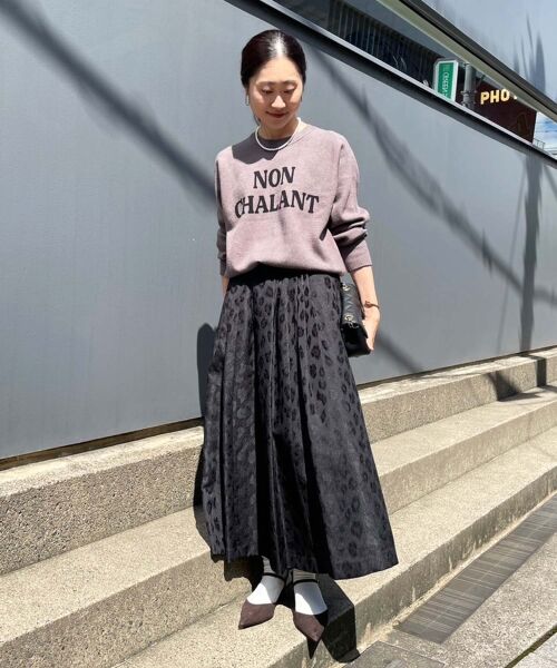 le.coeur blanc / ルクールブラン ロング・マキシ丈スカート | 《手洗い可能》Perle Pecheレオパードジャガードロングスカート | 詳細9