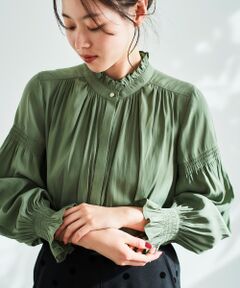 le.coeur blanc / ルクールブラン シャツ・ブラウス | パウダーサテンシャーリング長袖ブラウス