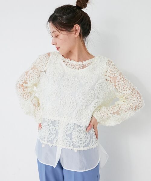 le.coeur blanc / ルクールブラン Tシャツ | 【手洗い可能】CHOKLATE PARIS モチーフレーストップス | 詳細14