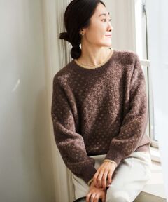 le.coeur blanc / ルクールブラン ニット・セーター | 《手洗い可能》フェザーヤーンダイヤ柄ラメニット