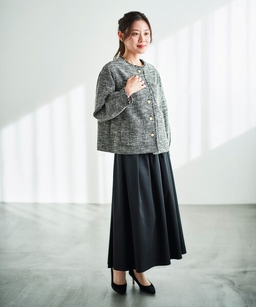 le.coeur blanc / ルクールブラン ノーカラージャケット | 《通勤着やセレモニーシーンにも》メランジツイードノーカラージャケット | 詳細10