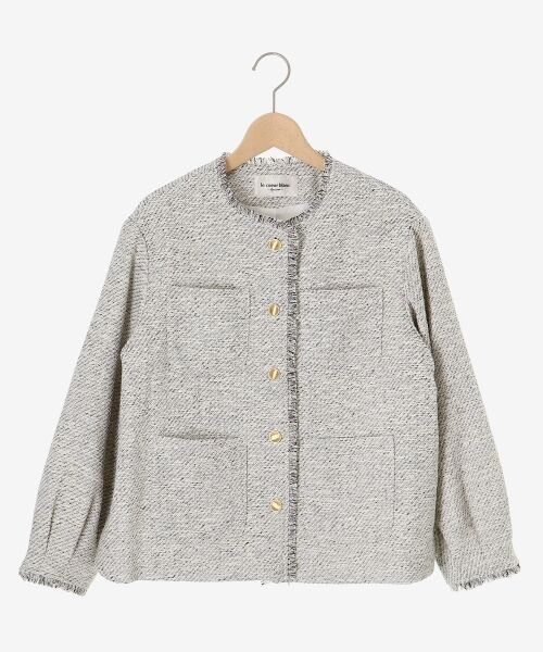 le.coeur blanc / ルクールブラン ノーカラージャケット | 《通勤着やセレモニーシーンにも》メランジツイードノーカラージャケット | 詳細11