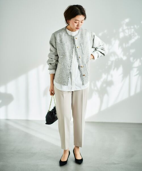 le.coeur blanc / ルクールブラン ノーカラージャケット | 《通勤着やセレモニーシーンにも》メランジツイードノーカラージャケット | 詳細20