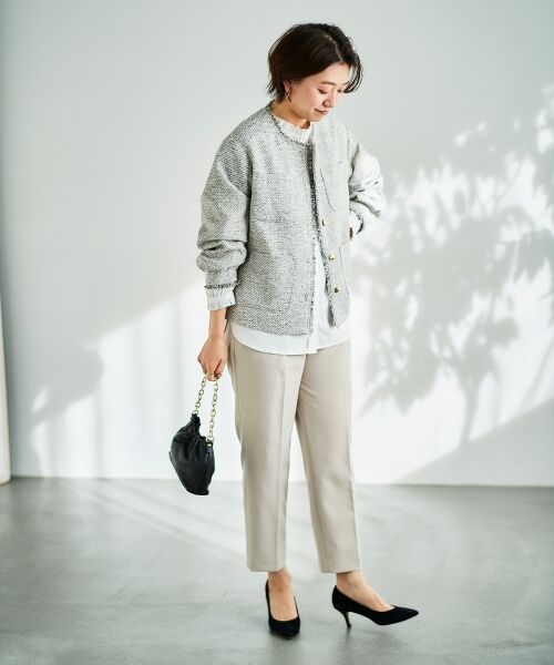 le.coeur blanc / ルクールブラン ノーカラージャケット | 《通勤着やセレモニーシーンにも》メランジツイードノーカラージャケット | 詳細21