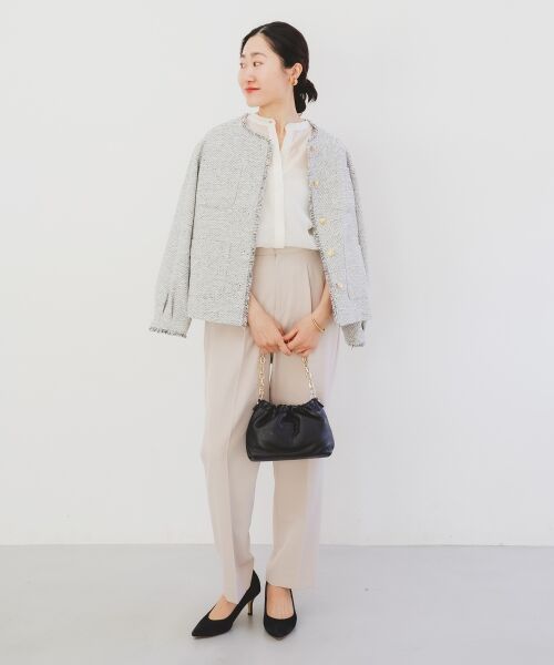 le.coeur blanc / ルクールブラン ノーカラージャケット | 《通勤着やセレモニーシーンにも》メランジツイードノーカラージャケット | 詳細23