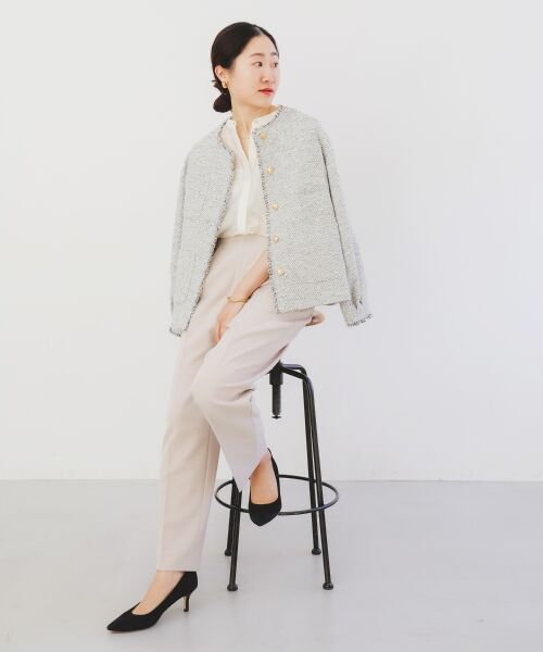 le.coeur blanc / ルクールブラン ノーカラージャケット | 《通勤着やセレモニーシーンにも》メランジツイードノーカラージャケット | 詳細24