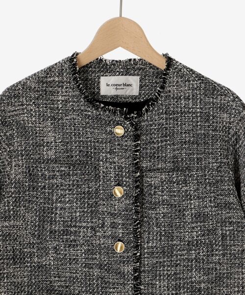 le.coeur blanc / ルクールブラン ノーカラージャケット | 《通勤着やセレモニーシーンにも》メランジツイードノーカラージャケット | 詳細26