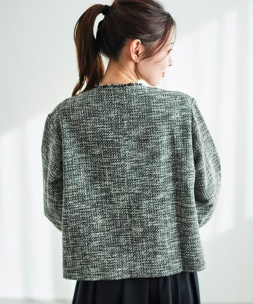 le.coeur blanc / ルクールブラン ノーカラージャケット | 《通勤着やセレモニーシーンにも》メランジツイードノーカラージャケット | 詳細5