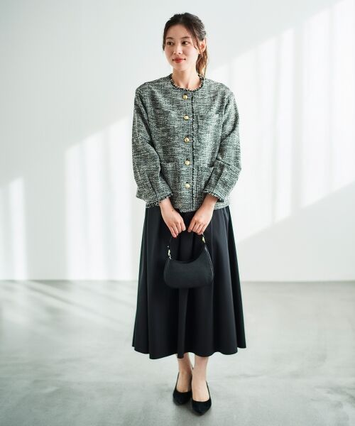 le.coeur blanc / ルクールブラン ノーカラージャケット | 《通勤着やセレモニーシーンにも》メランジツイードノーカラージャケット | 詳細6